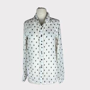 Fun &  Flirt  | Sheer Button Down Skull Printed Shirt | Medium NWT